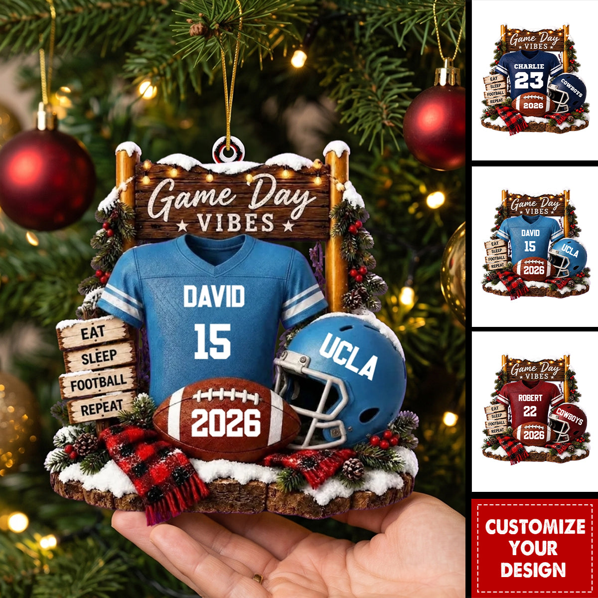 Football Player In Game Days - Personalized Ornament, Gift for Football Lovers