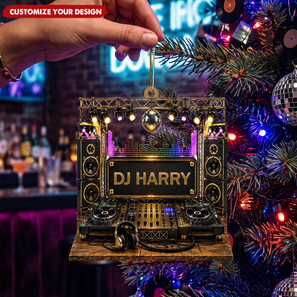 Custom DJ Stage Ornament - Personalized Name Music Keepsake