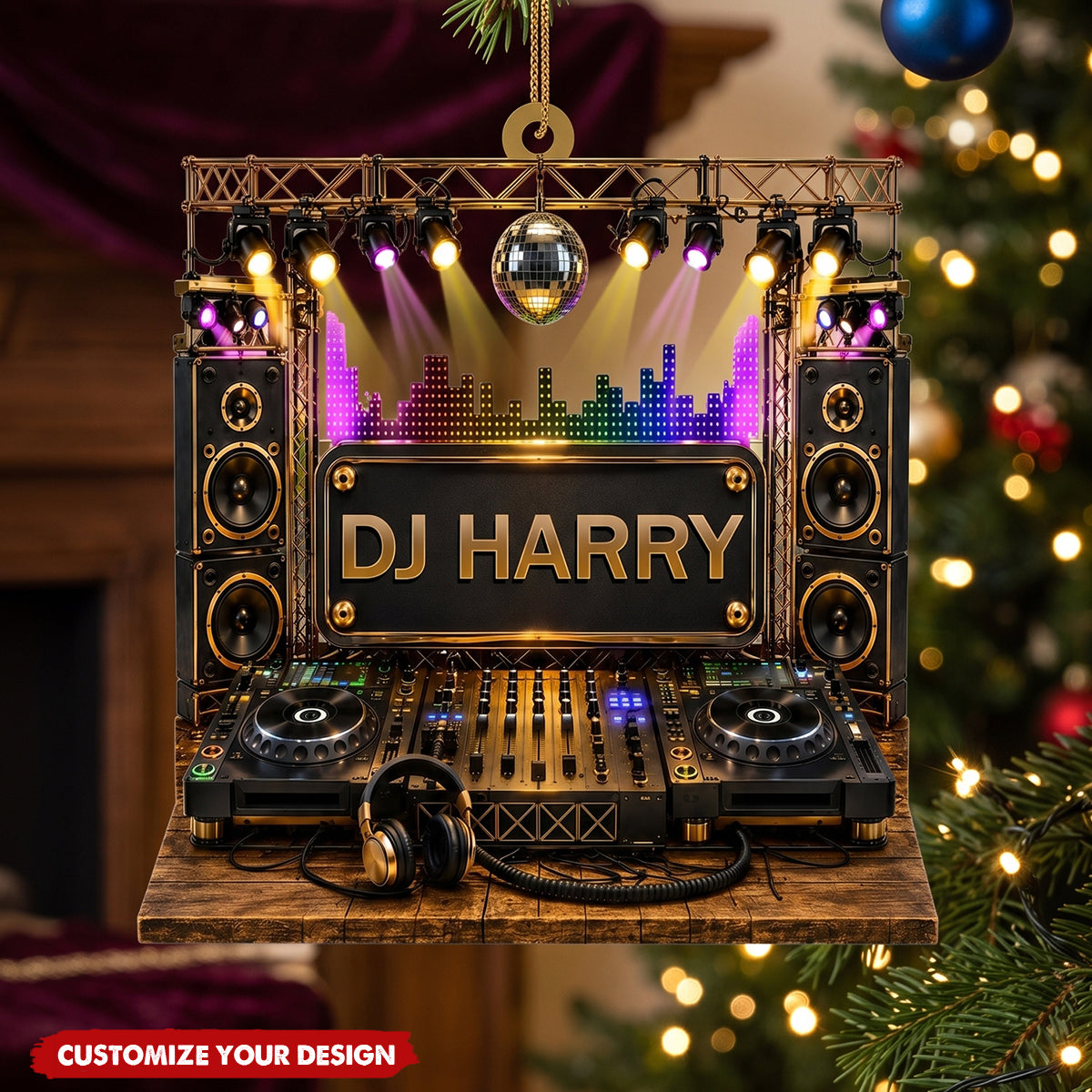 Custom DJ Stage Ornament - Personalized Name Music Keepsake