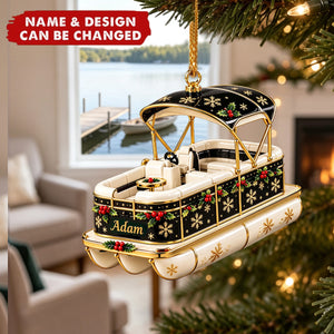 Personalized Pontoon Boat Christmas Ornament - Custom Name Ornament