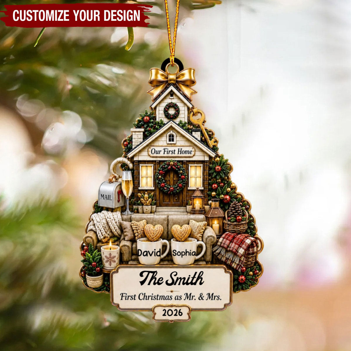 Our First Home - Personalized Ornament, Gift For Couples and Newlyweds