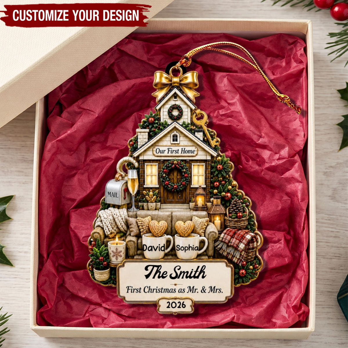 Our First Home - Personalized Ornament, Gift For Couples and Newlyweds