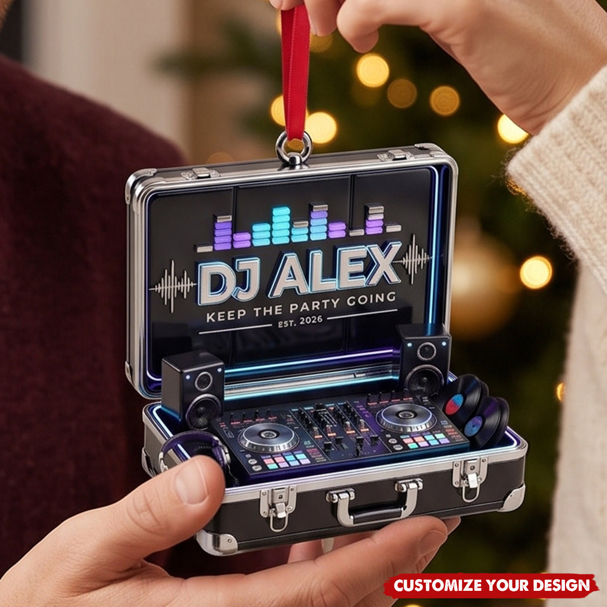 Personalized DJ Suitcase Christmas Ornament - Custom Gifts For DJ