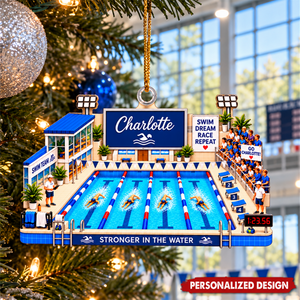 Personalized Swimming Pool Ornament - Custom Name Swimmer Acrylic Keepsake