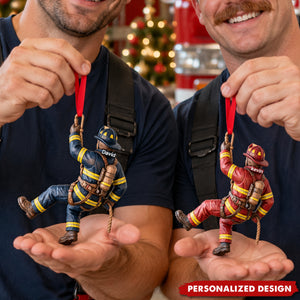 Personalized Climbing Firefighter Acrylic Ornament -  Custom Christmas Gift For Firefighter