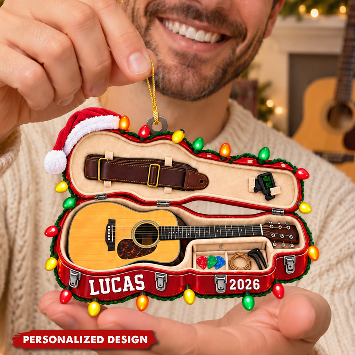 Personalized Guitar Case Acrylic Ornament - Christmas Gift For Guitar Lovers