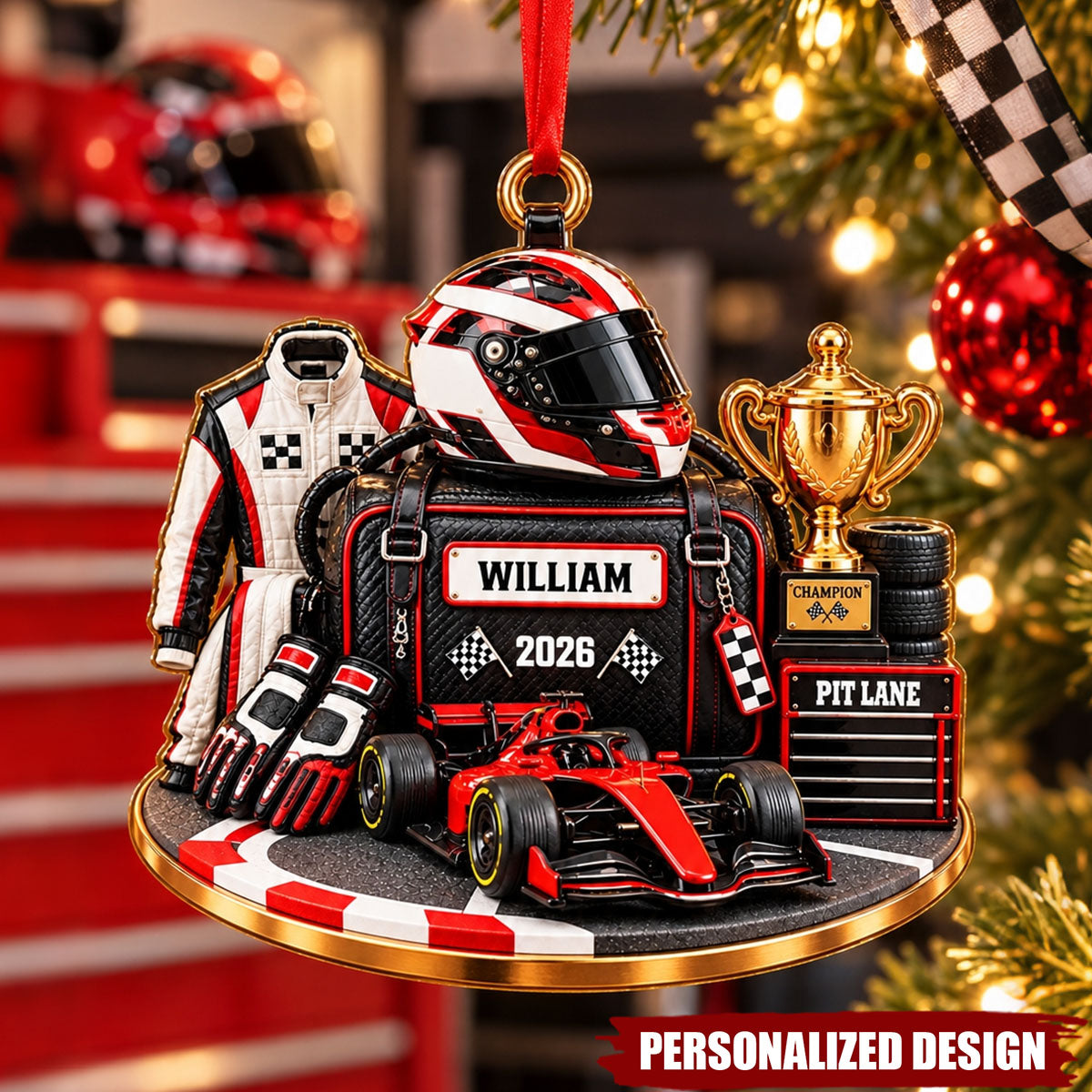 Personalized Racing Christmas Ornament - Custom Motorsport Fan Christmas Gift