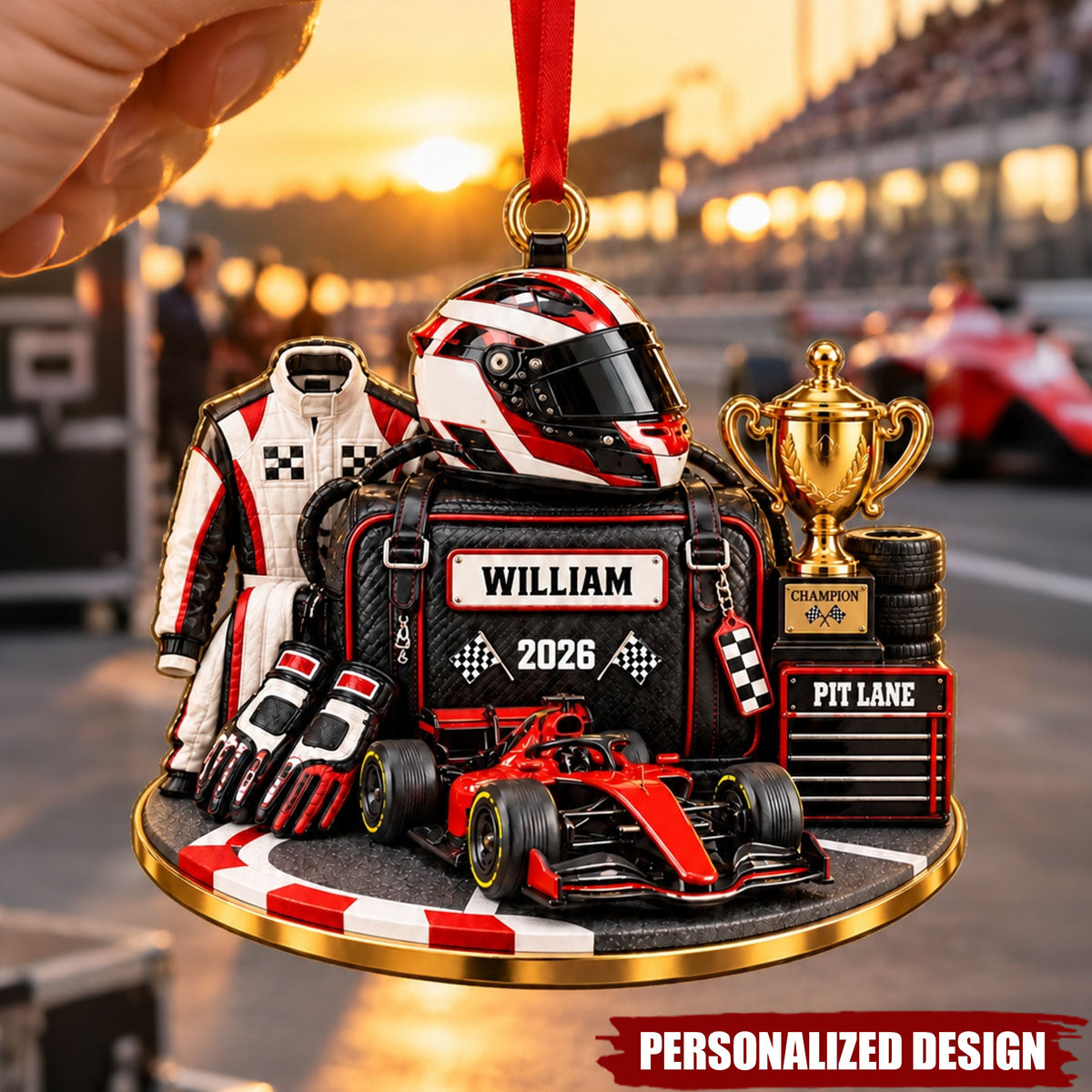 Personalized Racing Christmas Ornament - Custom Motorsport Fan Christmas Gift