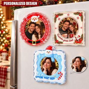 Personalized Christmas Photo Fridge Magnet, Custom Acrylic Magnet with For Family, Couples