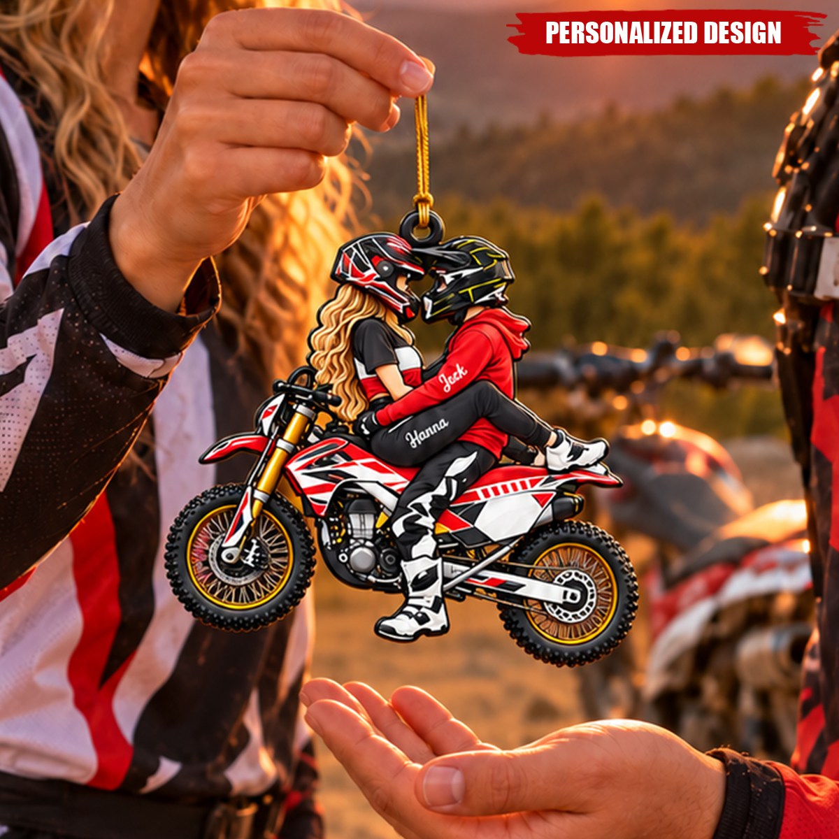 Personalized Dirt Bike Couple Ornament, Custom Christmas Gift For Couples