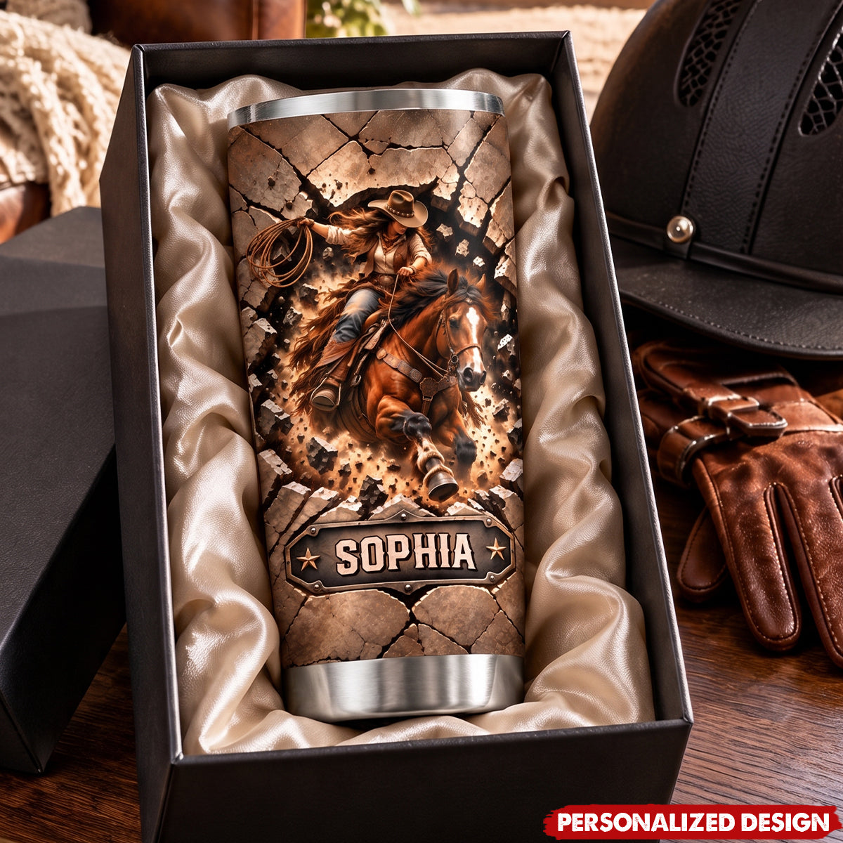Personalized Western Horse Tumbler - Custom Name Gift for Horse Lovers