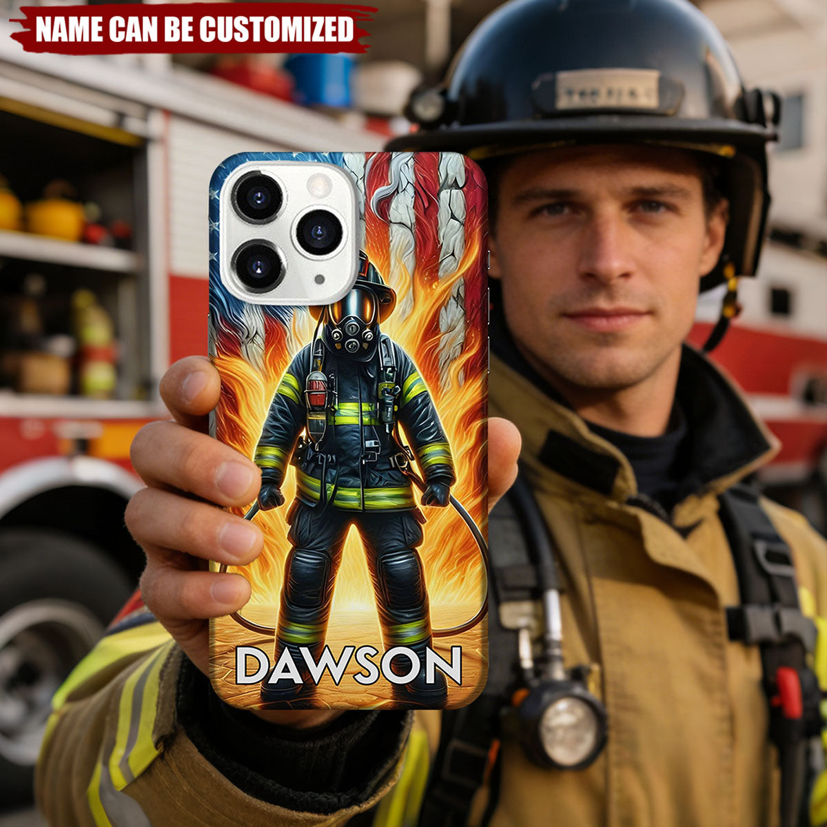 Firefighter American Flag - Personalized Patriotic Fire Rescue Phone Case