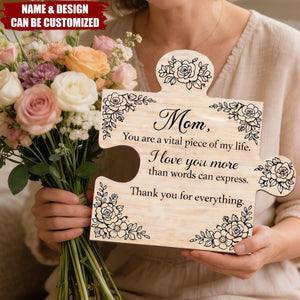 Personalized Floral Wooden Puzzle Plaque - Mother's Day Gift for Mom