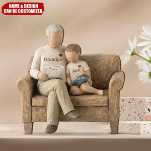 Grandpa and Grandchild - Personalized Family Wooden Plaque, Father’s Day Gift