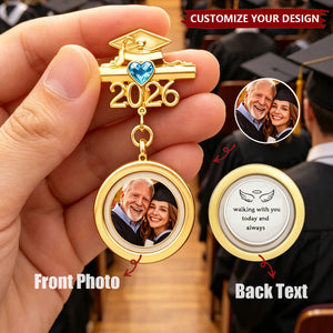 Walking with Me Today Graduation Photo Brooch 2026 - Personalized Pin With Birthstone, Graduation Gift for Her Him