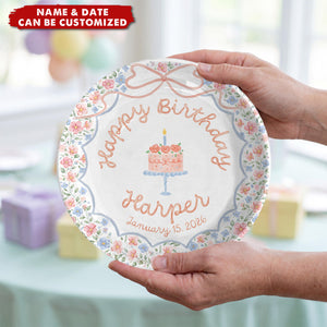 Custom Pink Cake Plate with Name - Personalized Birthday Plate For Girl