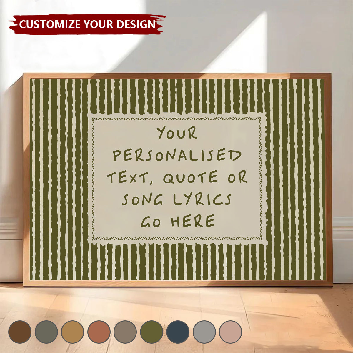 Vintage Stripe Handwritten Style Quote Poster - Personalized Poster