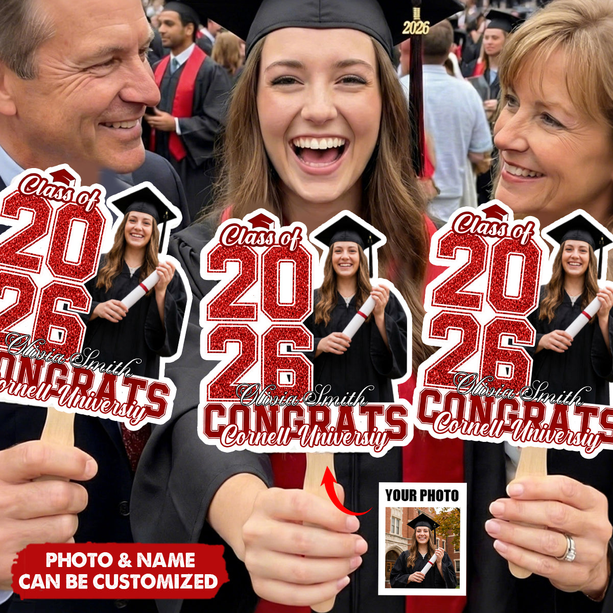 Custom Photo Funny Class Of 2026 Graduation Congrats Gift - Personalized Graduation Fan