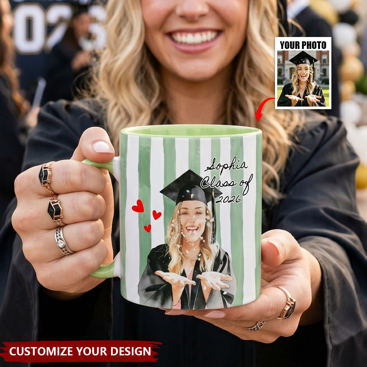 Custom Photo Class of 2026 Mug - Personalized Portrait Graduation Mug, Grad Gift for Her Him