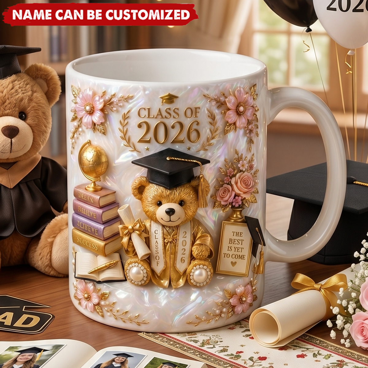 Class of 2026 Teddy Bear Graduation Mug - Personalized Mug, Gift For Her, Him