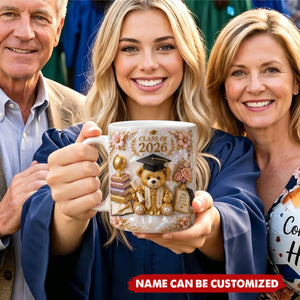 Class of 2026 Teddy Bear Graduation Mug - Personalized Mug, Gift For Her, Him