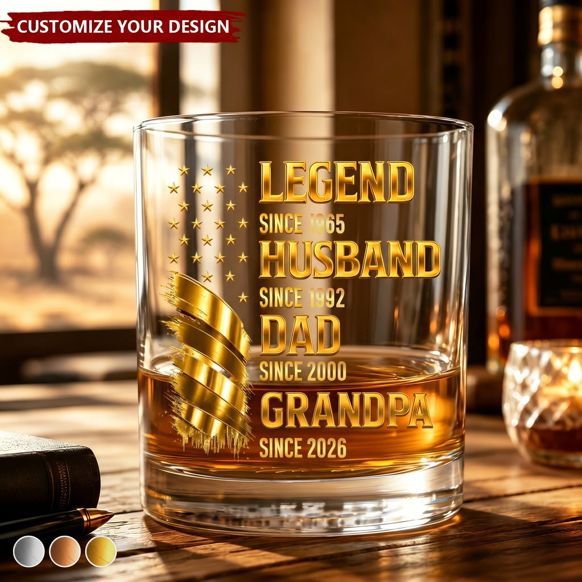 Custom Legend Husband Dad Grandpa Since Year- Personalized Whiskey Glass, Father's Day Gift