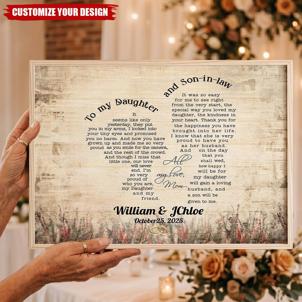 Daughter And Son In Law - Personalized Poster, Wedding Gift from Parents