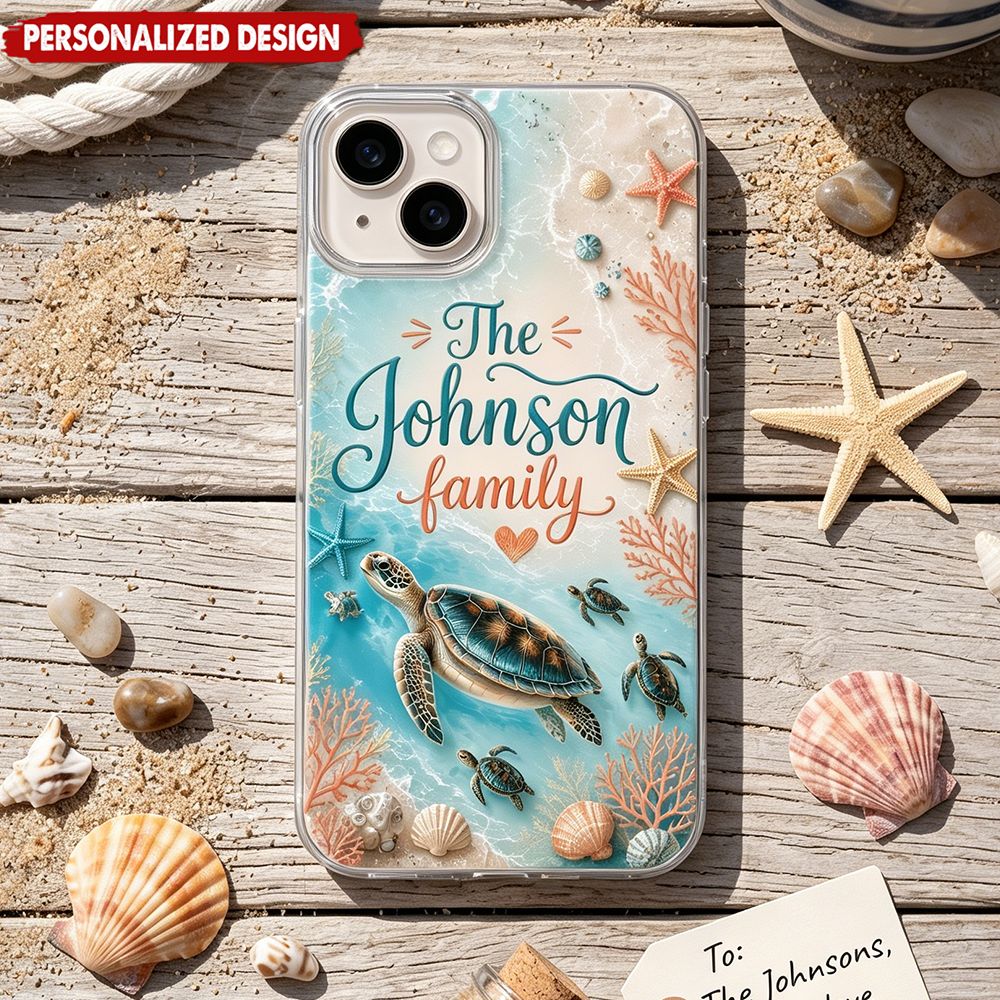 Personalized Sea Turtle Phone Case Custom Name Beach Summer Vacation Gift