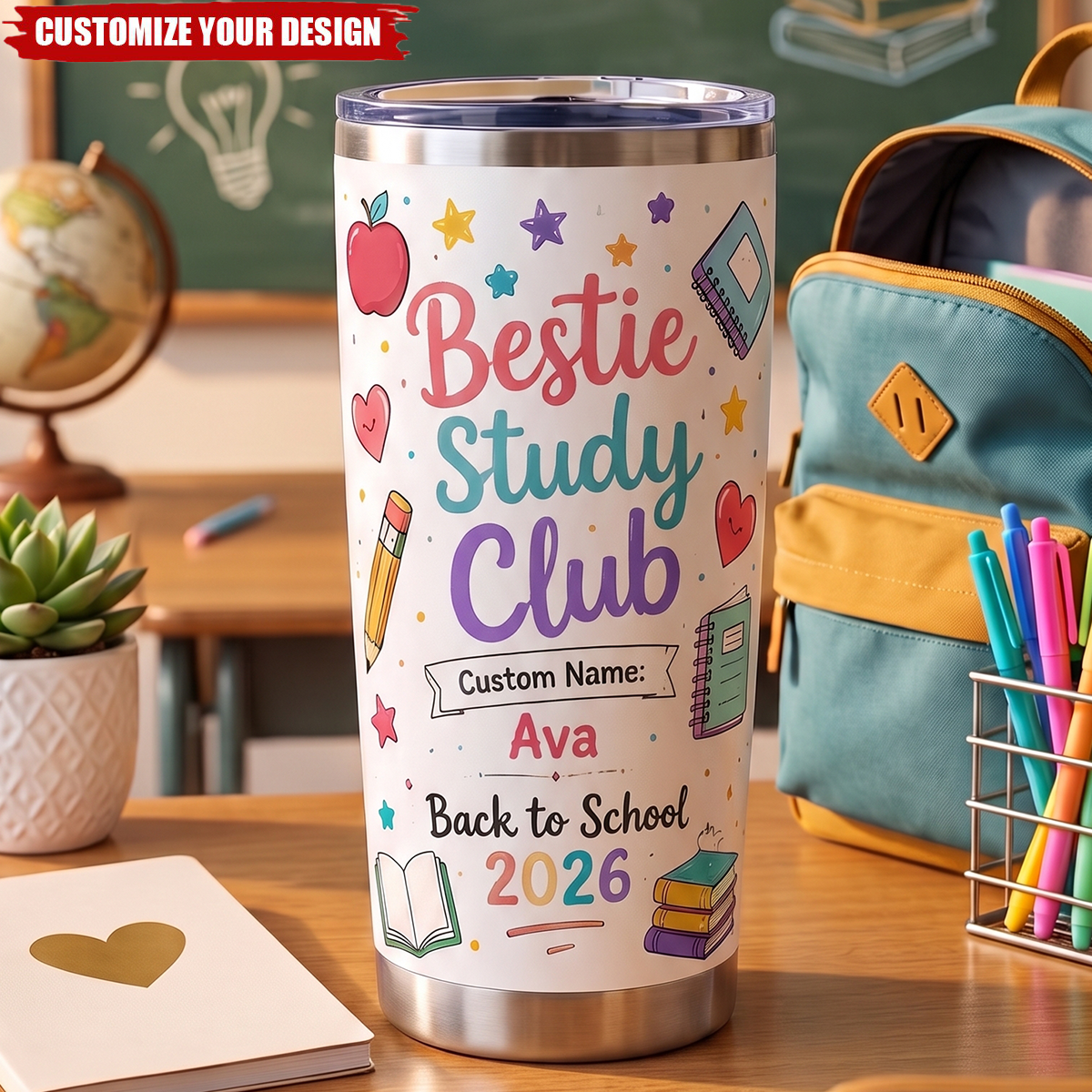 Custom Name Student Cup - Personalized Back to School Tumbler, Teacher Gift