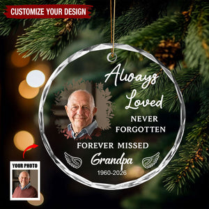 Custom Photo Glass Keepsake In Memory of Father & Mother - Personalized Memorial Ornaments