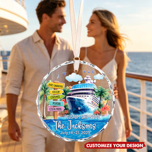 Personalized Couple Adventures Ornament Cruise Ship Honeymoon Keepsake