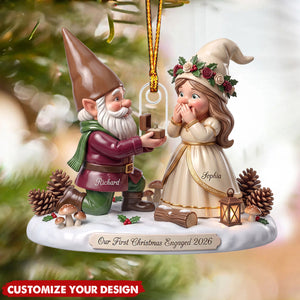 Custom Dwarf Couple First Christmas Engaged 2026 Gift - Personalized Acrylic Ornament