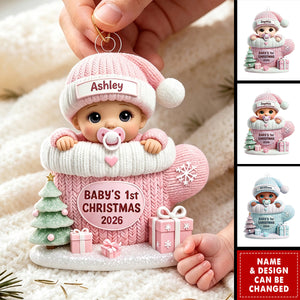 Newborn Baby Mittens First Christmas Gift Cute Toddler Xmas Keepsake - Personalized Acrylic Ornament