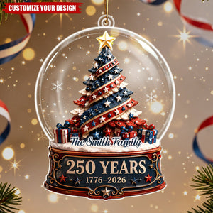 Personalized America 250 Years Acrylic Ornament, Patriotic Christmas Keepsake Ornament