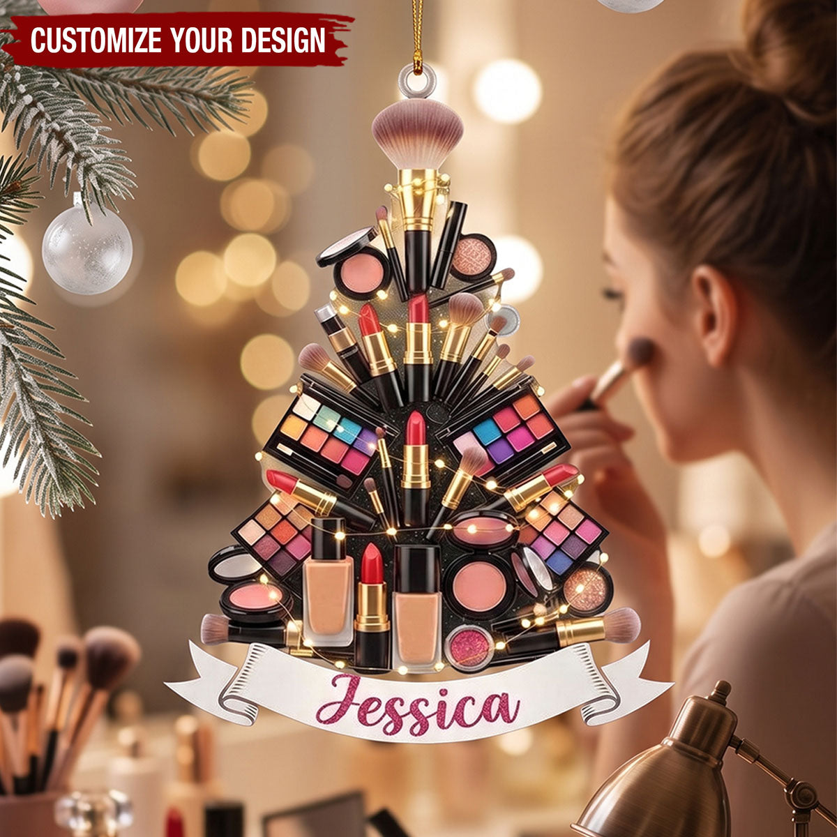 Custom Makeup Artist Christmas Keepsake Ornament -Personalized Acrylic Ornament