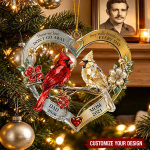 Personalized Memorial Cardinal Christmas Ornament, In Memory of Mom & Dad