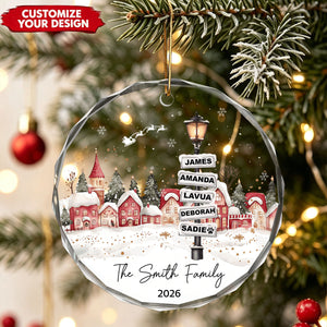 Personalized Family & Pet Glass Christmas Ornament, Custom Family Name Holiday Keepsake