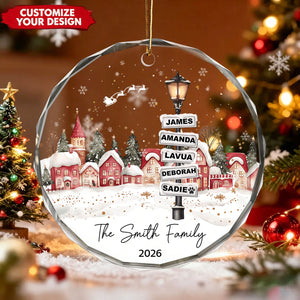 Personalized Family & Pet Glass Christmas Ornament, Custom Family Name Holiday Keepsake