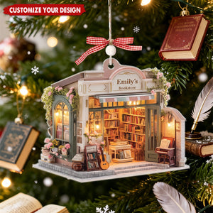 Personalized Bookstore Christmas Acrylic Ornament, Unique Gift for Book Lovers