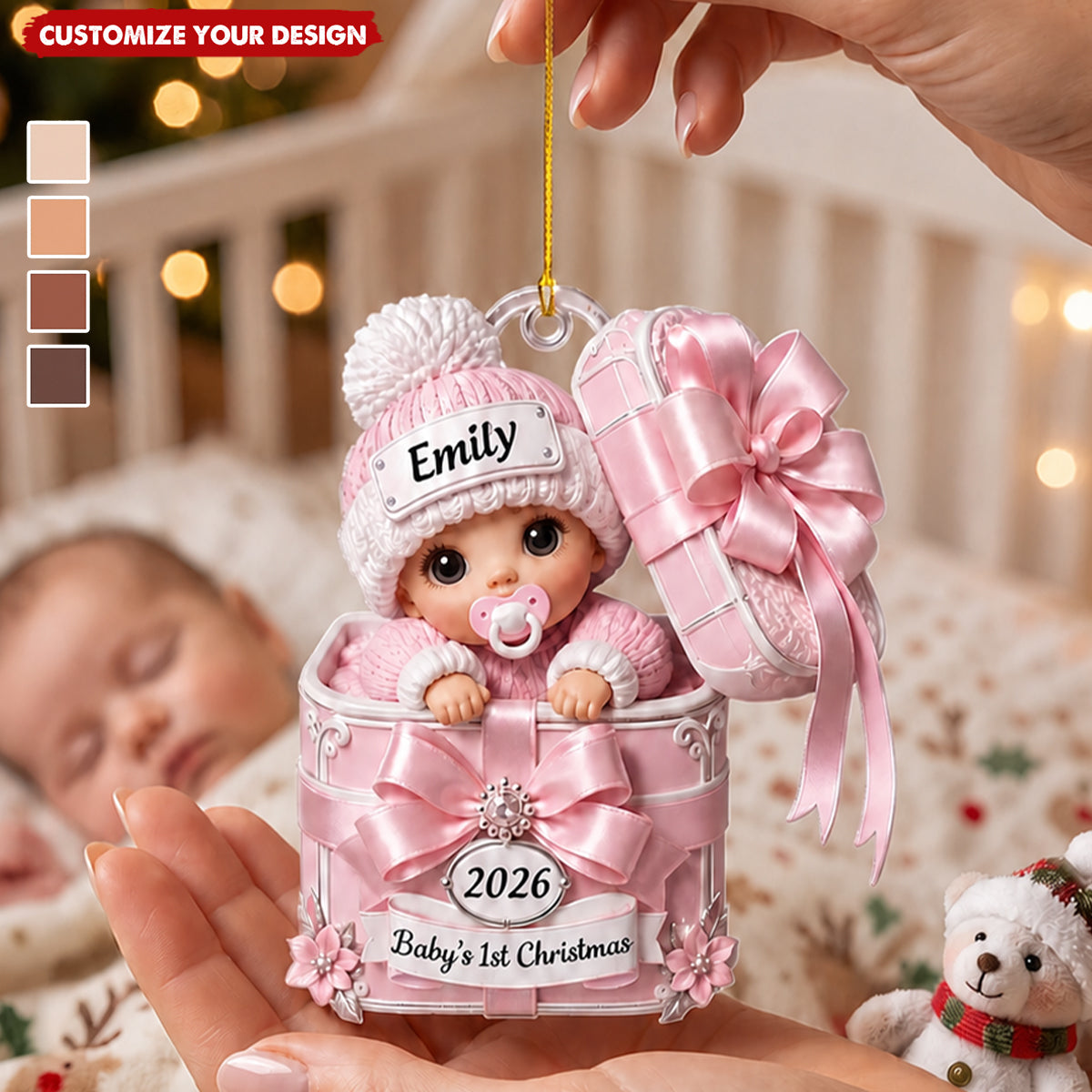 Personalized Baby's First Christmas Acrylic Ornament, Custom Name Newborn Xmas Gift