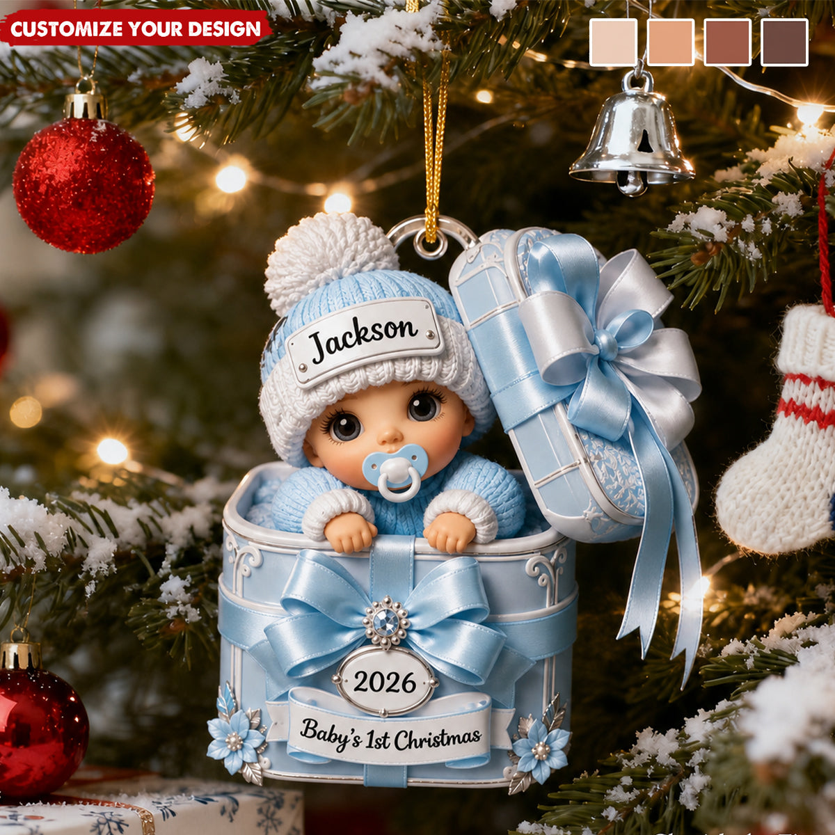 Personalized Baby's First Christmas Acrylic Ornament, Custom Name Newborn Xmas Gift