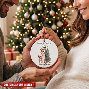 Personalized Ceramic Christmas Ornament, Growing Family Baby Arrival Gift, Expecting Parents Keepsake