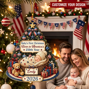Personalized Baby's First Christmas Acrylic Ornament, American 250th Keepsake