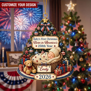 Personalized Baby's First Christmas Acrylic Ornament, American 250th Keepsake