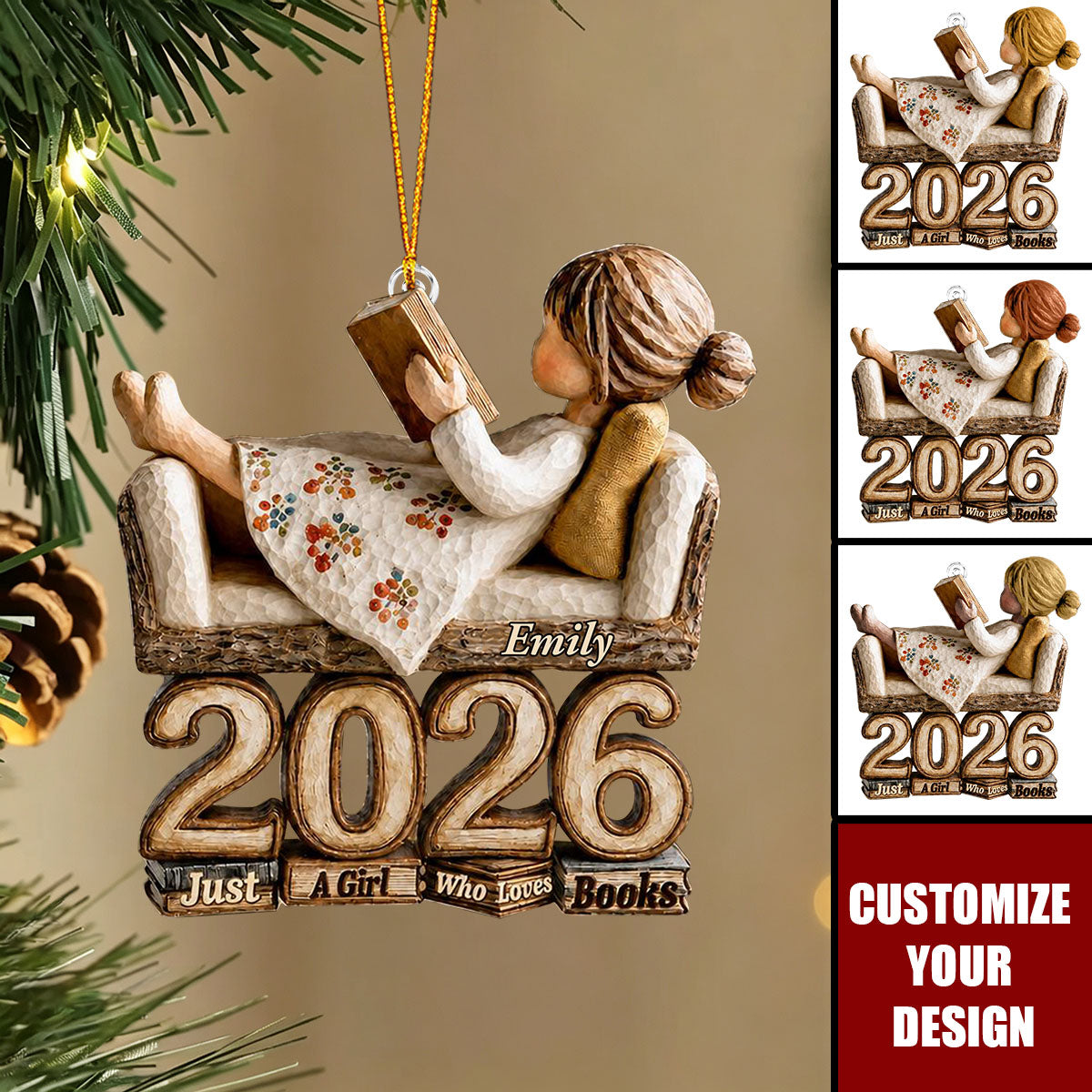 Just A Girl Who Loves Books - Personalized Acrylic Christmas Ornament
