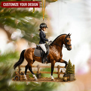 Personalized Equestrian Girl Acrylic Christmas Ornament, Custom Horse Rider Xmas Tree Keepsake Gift