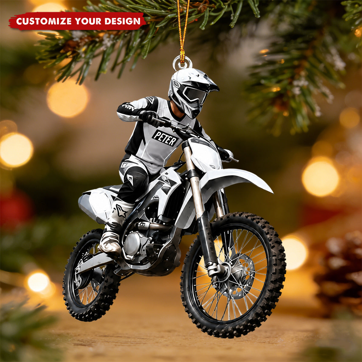 Personalized Dirt Bike Acrylic Ornament, Custom Motocross Rider Gift for Teen Boys