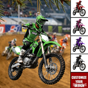 Personalized Dirt Bike Acrylic Ornament, Custom Motocross Rider Gift for Teen Boys
