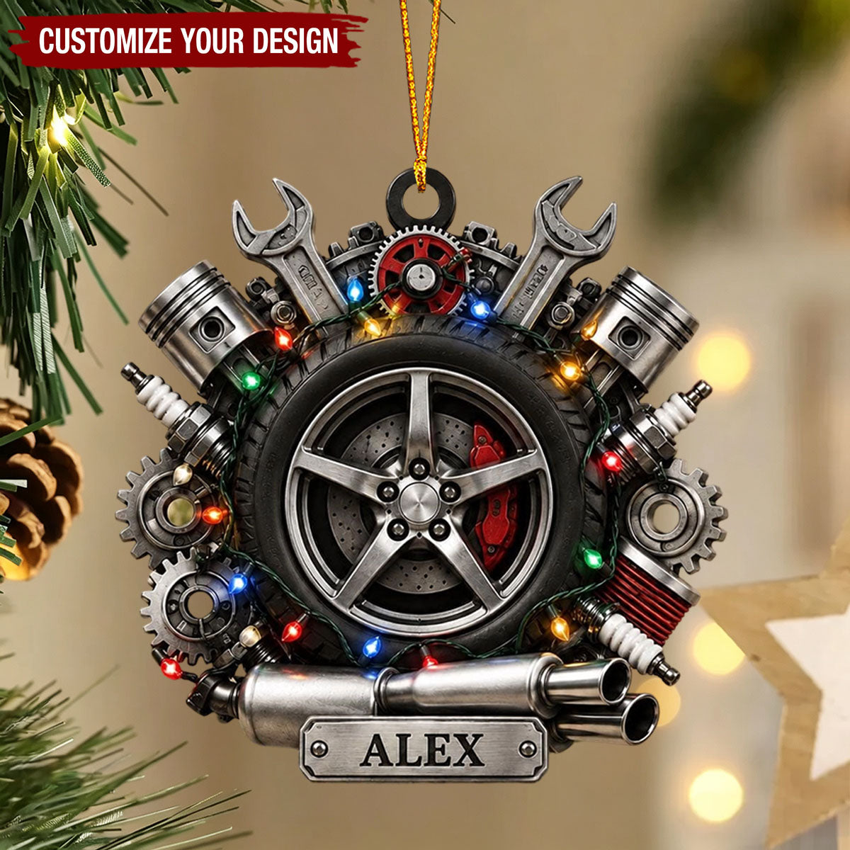 Personalized Auto Repair Acrylic Ornament, Mechanic Christmas Gift
