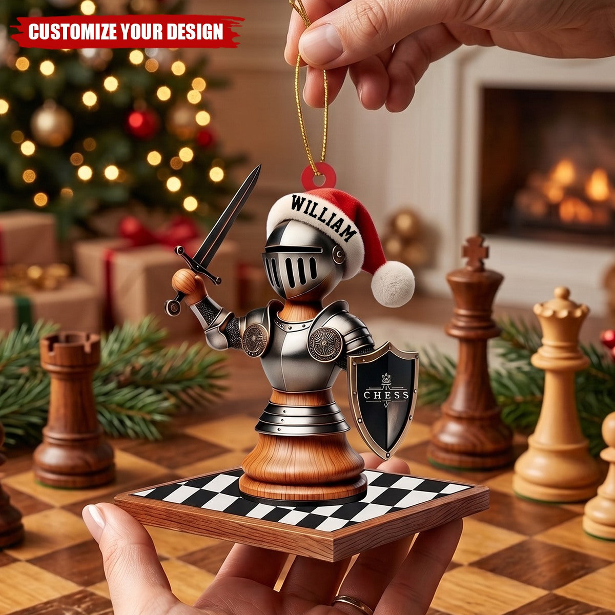 Personalized Chess Night Acrylic Christmas Ornament, Custom Gift for Chess Lovers